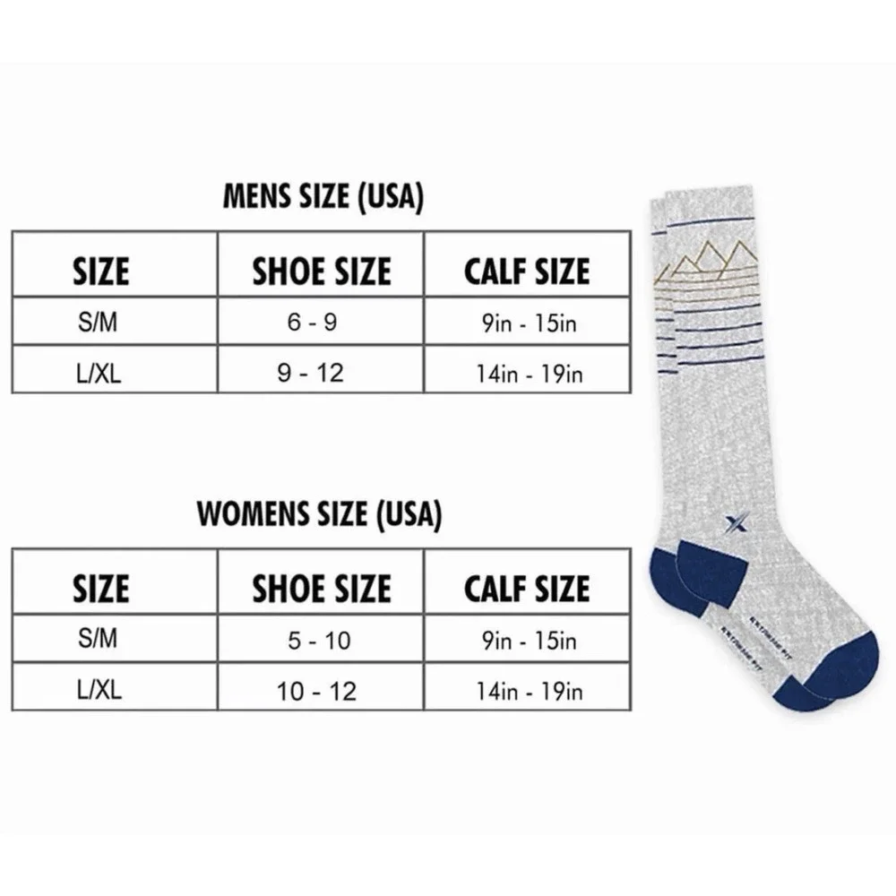 2-Pair Compression Knee High Socks By Happy Wool Unisex L/XL Merino Wool Blue